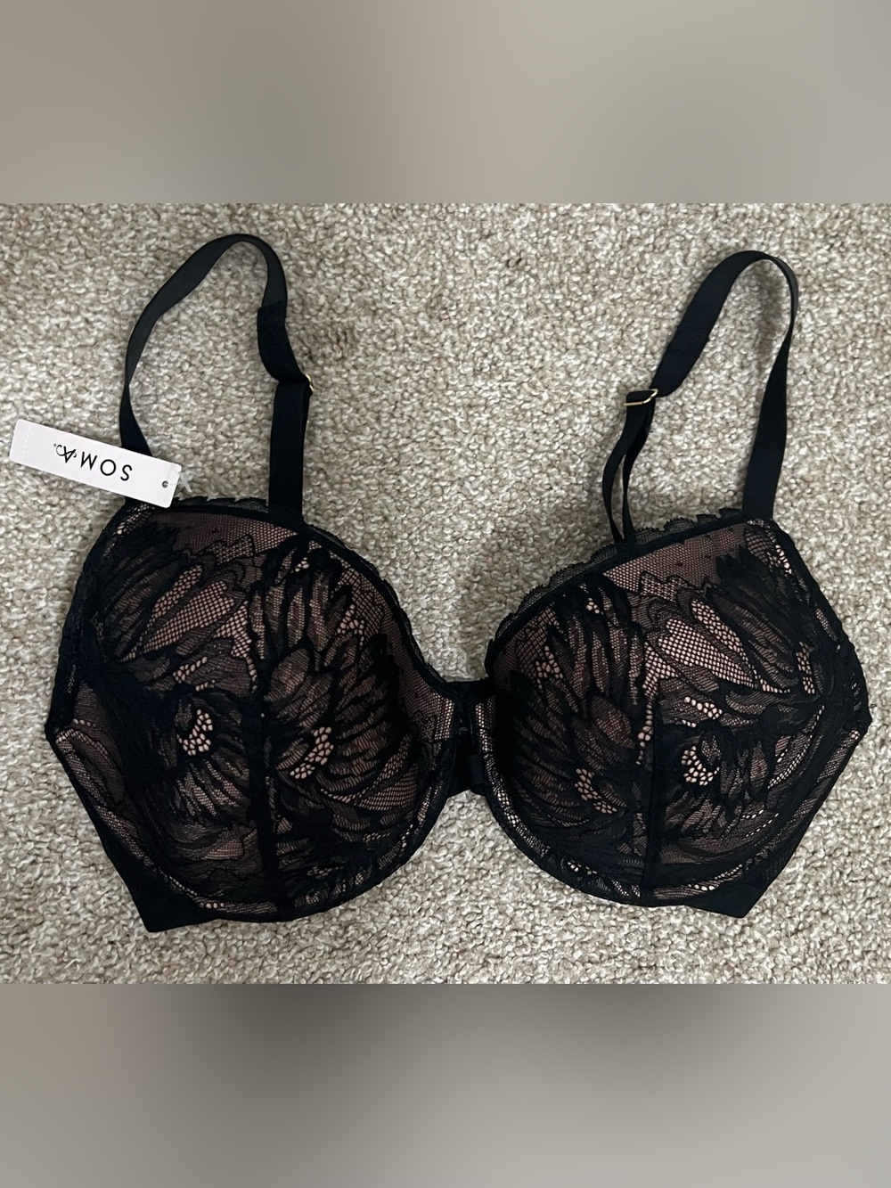 SOMA Lightly Lined Lace Plunge Bra 36DD NWT!